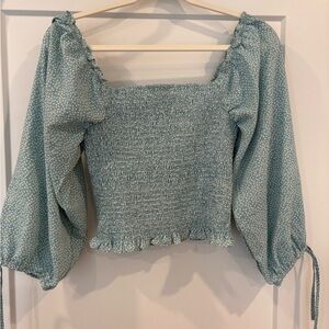 Princess Polly Light Blue Patterned Blouse